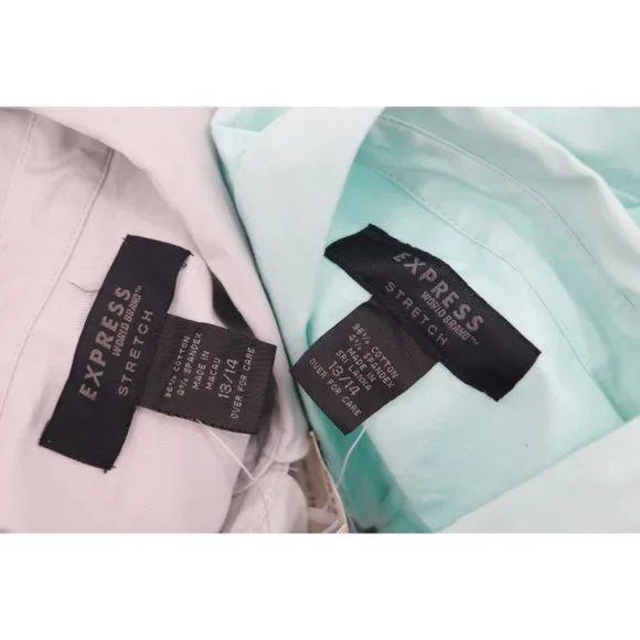 NWT lot of 2 express women's 13/14 button up collared shirt cotton blend career - Picture 8 of 11